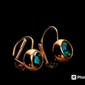 10 kt gold emerald french clip earrings